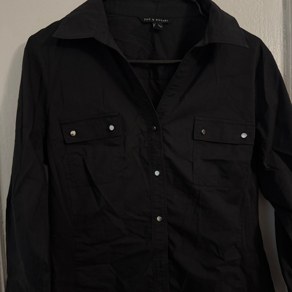 Chic Black M Shirt Cotton Elevated Basic Minimali… - image 3